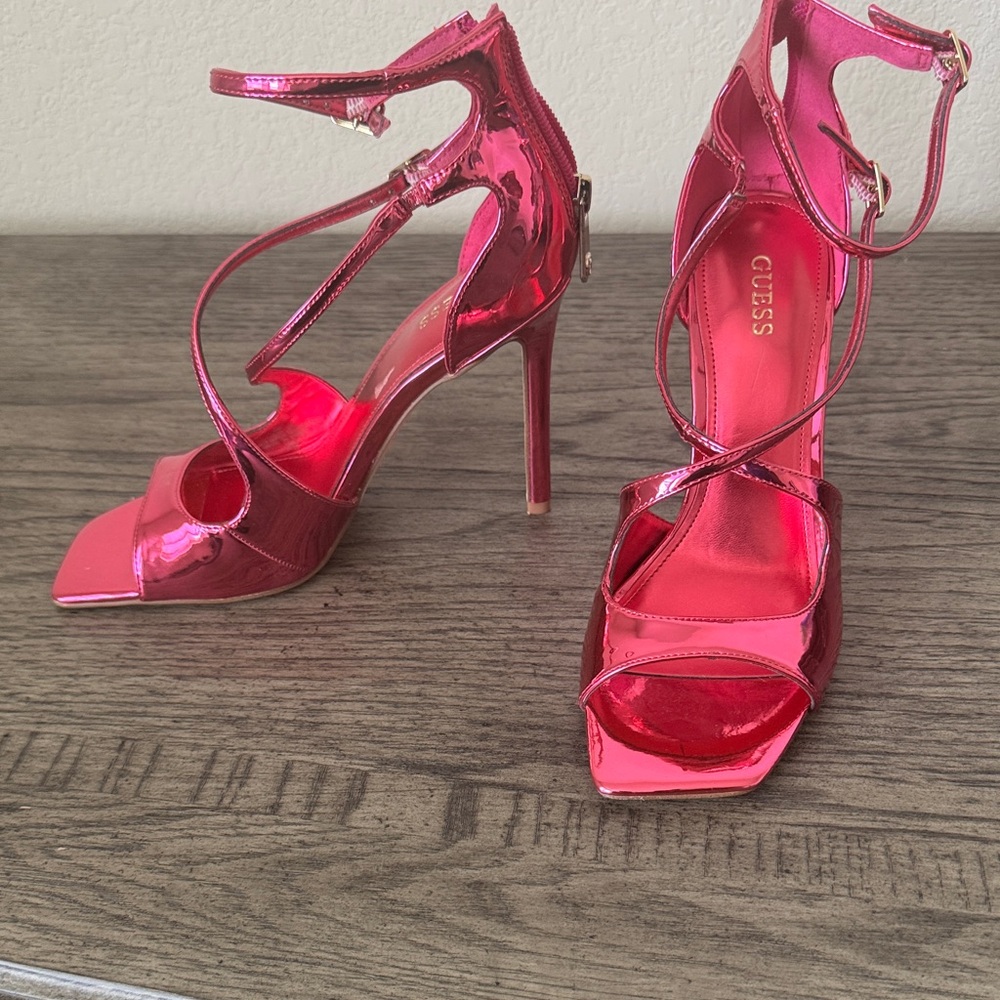 Guess Fuchsia Strappy Heels NWOT